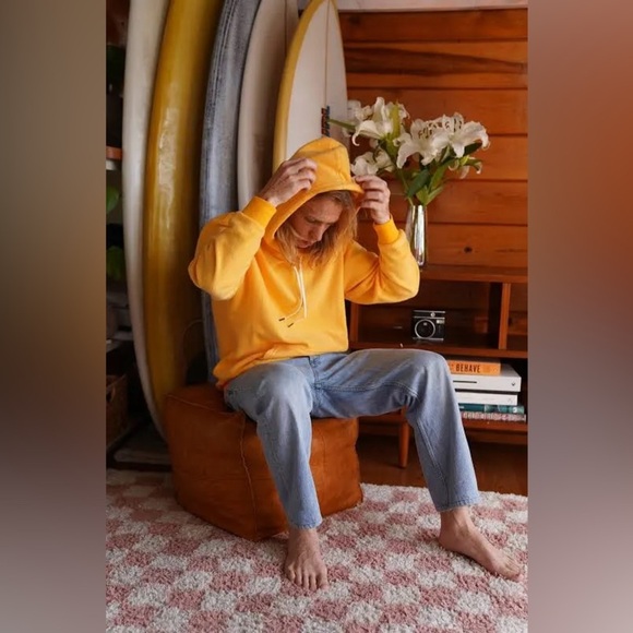 FEAT Yellow Fleece Blanket Blend Hoodie Unisex Fit S - Picture 2 of 12